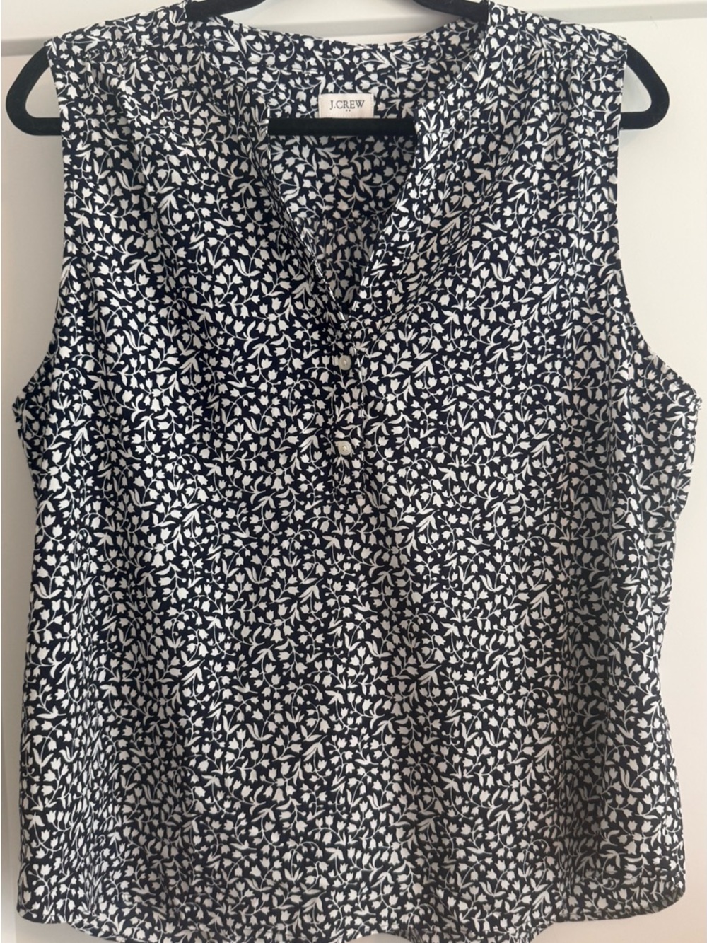 J. Crew Navy and White Sleeveless V-Neck Printed Camisole